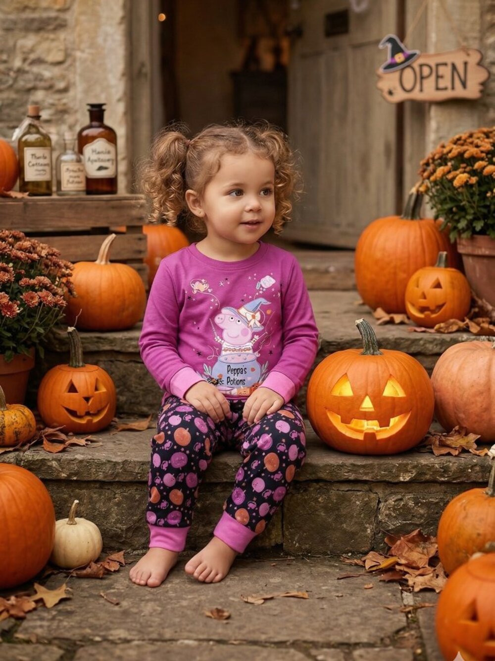 Peppa Pig Halloween "Peppa's Potions" PJ Set - Purple Pumpkin Pajamas